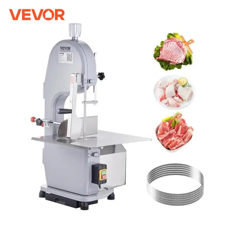 VEVOR Commercial Electric Meat Bone Saw Machine 1500W Stainless Steel Blade Bone Bandsaw Machine Workbench Countertop Bone