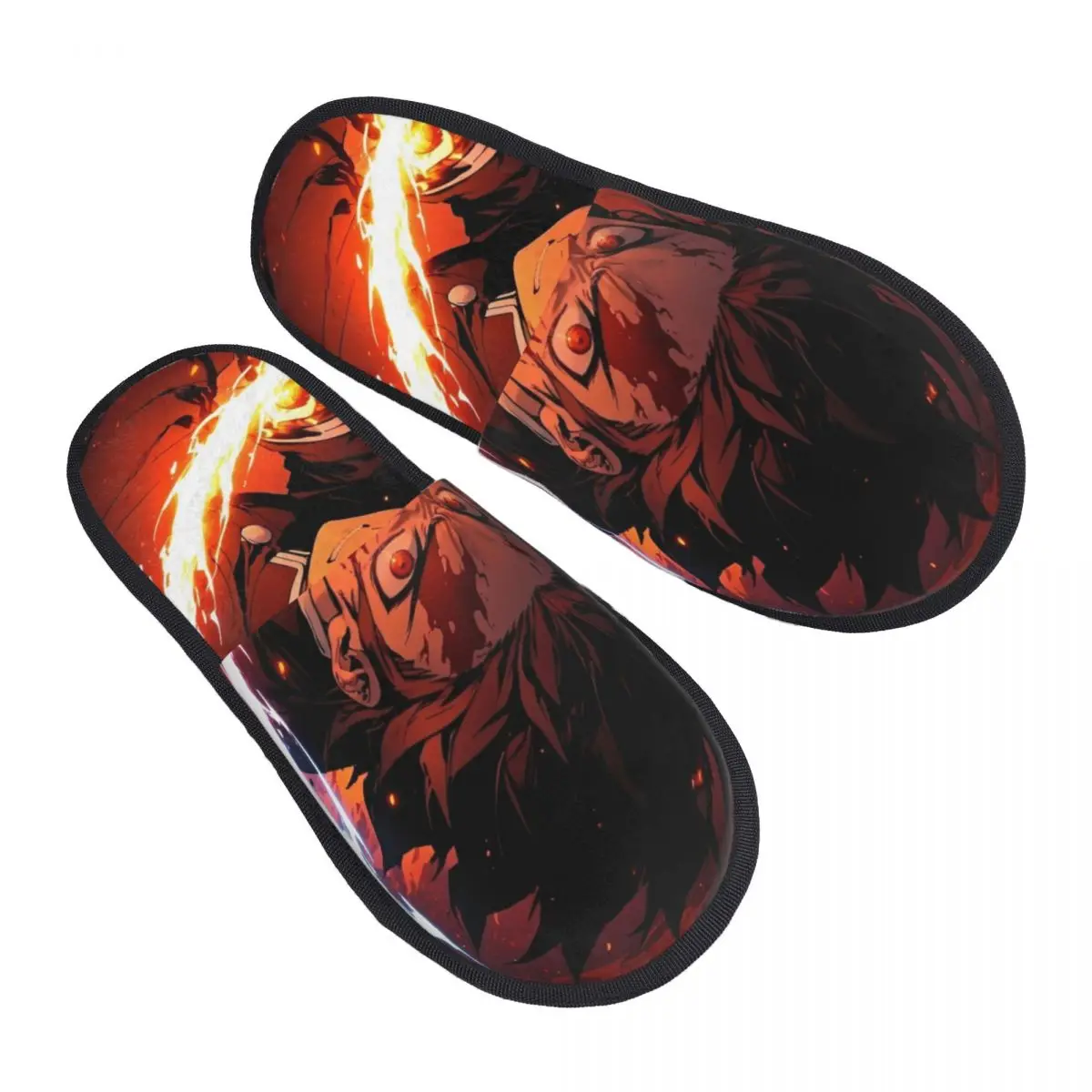 Winter Furry Slippers Tanjiro Kamado Merch Household Fur Slides Slippers Bedroom Anime Demon Slayer Cozy Anti-skid Slides