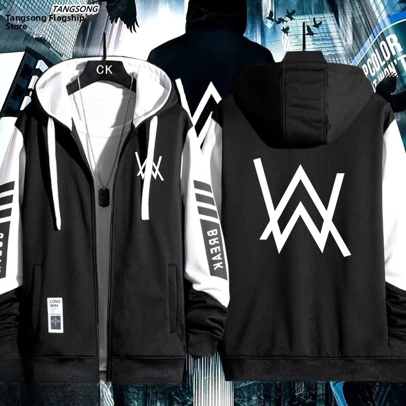 

AlanWalker DJ Hoodie Loose Fit Thin Autumn Winter Men's Clothing Polyester Long Sve Zipper Closure Anti-Wind
