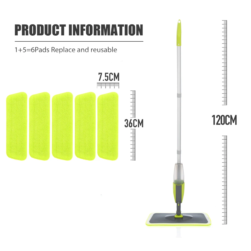 Spray Floor Mop With Reusable Microfiber Pads 360 Ratating Mop for Floor Home Cleaning Laminate Ceramic Tiles Cleaning Tools