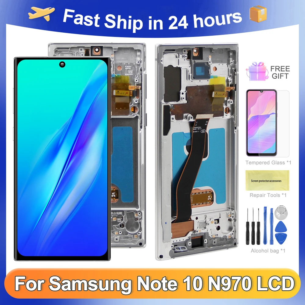 ЖК-дисплей Note 10 6,3 'для Samsung Note10 N970F N970U N970W N970N, сменный сенсорный экран с цифровым преобразователем в сборе