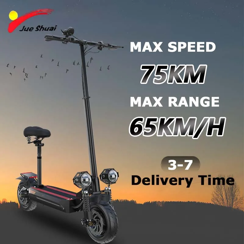 65KM/H Max Speed Electric Scooter 75KM Max Range E-Scooter 2400W Dual Motor электросамокат 10 Inch All-Terrain Tire Disc Brake