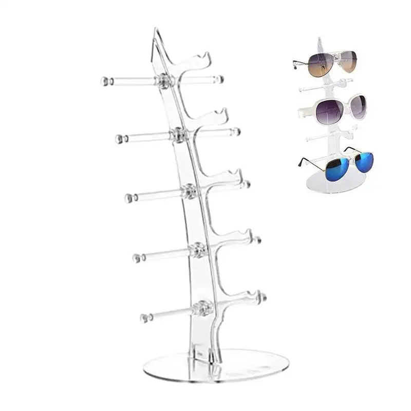 Transparent Acrylic Glasses Display Stand 5-tier Ski Goggles Sunglasses Rack Eyeglasses Holder Boat Arc Design Storage Rack