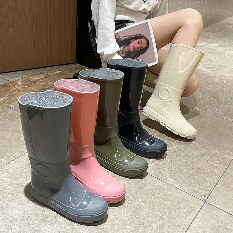 

Comemore Fashion Autumn High Long Boots Women's Rain Boots Girl Outdoor Rubber Water Shoes for Women Waterproof Garden Galoshes