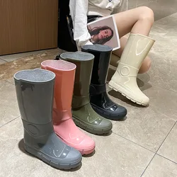 Comemore Fashion Autumn High Long Boots Women's Rain Boots Girl Outdoor Rubber Water Shoes for Women Waterproof Garden Galoshes