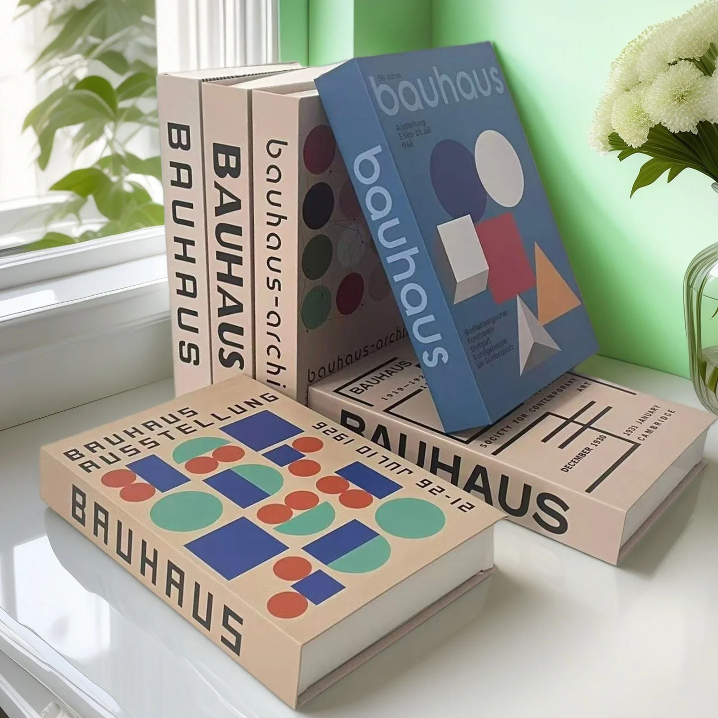 باوهاوس كتلة الألوان الهندسية وهمية كتاب الديكور الفاخرة الكتب الزخرفية صندوق تصميم طاولة القهوة مجردة غرفة نوم ديكور المنزل