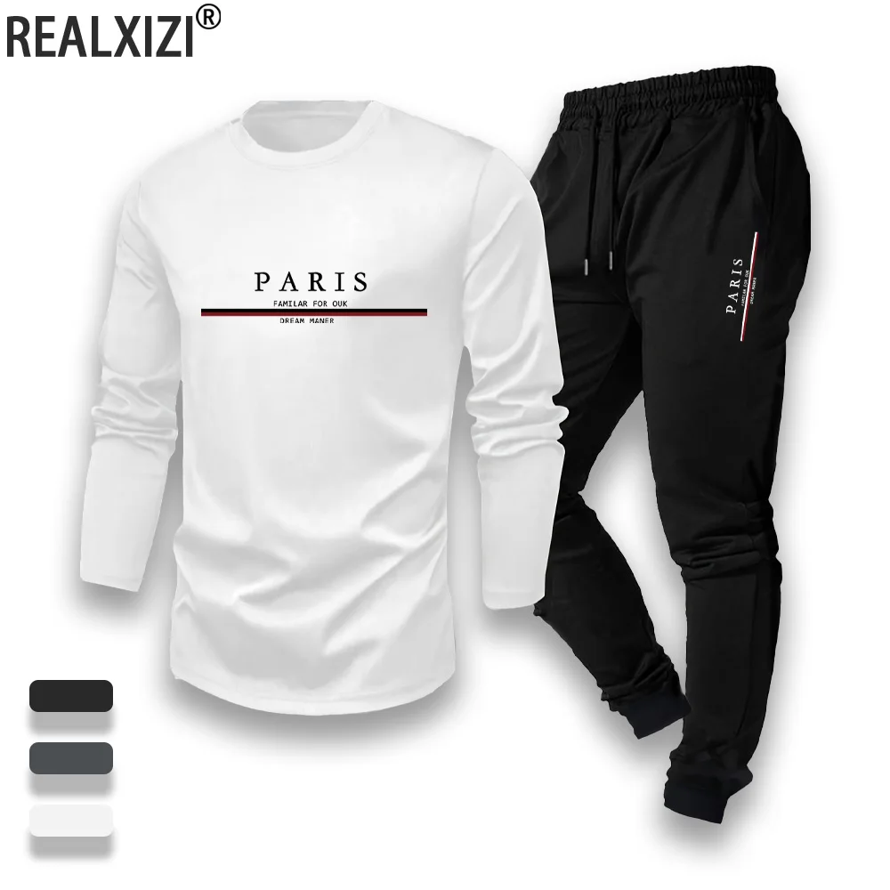 

Autumn Printing Casual Pullover+Pants 2 Sets Men's Daily Sports Sweatshirts and Jogging Sweatpants Comfort Outdoor Men Tracksuit