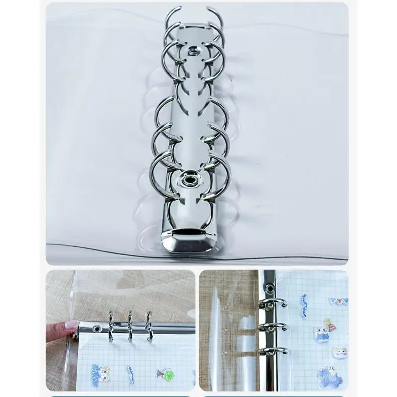 R53C A 6 transparente Ordner, weiche Einbandhüllen, nachfüllbarer Planerordner, runder Ringordner – Detail 5