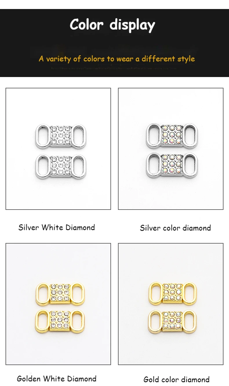 1 Paar Neue Diamant-Schuh-Charms, modische Schnürsenkel-Schnallen, hochwertige Metall-Schnürsenkel-Dekorationen, Chapa-Schuhzubehör – Detail 6
