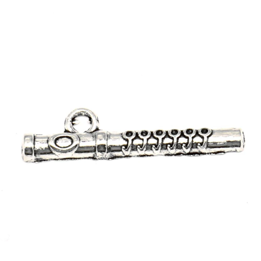 20pcs 7x29mm Flute Charms Jewelry Making Pendant Craft Jewelleri Antique Silver Color