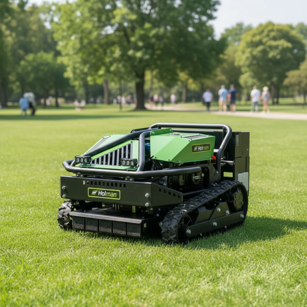 Cordless Tracked RC Lawn Mower Heavy-Duty GPS Navigation Obstacle Detection For Garden Farm Commercial