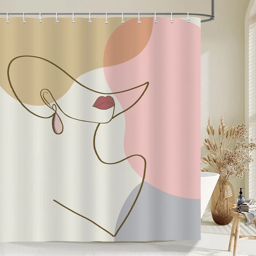 

1 pack of Minimalist elegant style flower girl shower curtain polyester cloth with hooks bathroom curtain bath partition curtain