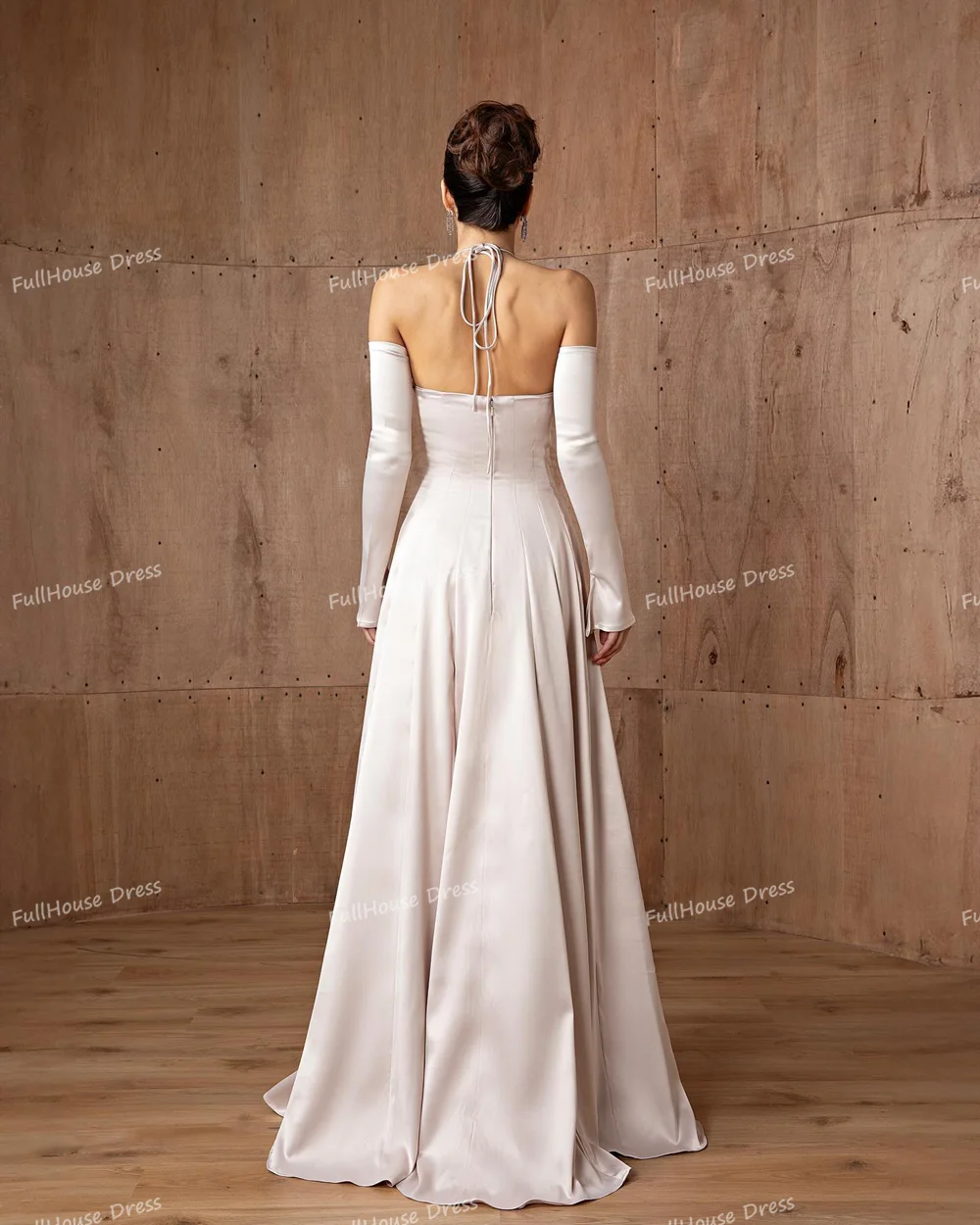 Vestido de noche plisado sin mangas con flores y pájaros hecho a medida, vestido saudí hasta el suelo, vestido de noche de corte sin espalda  İmorimaveraات