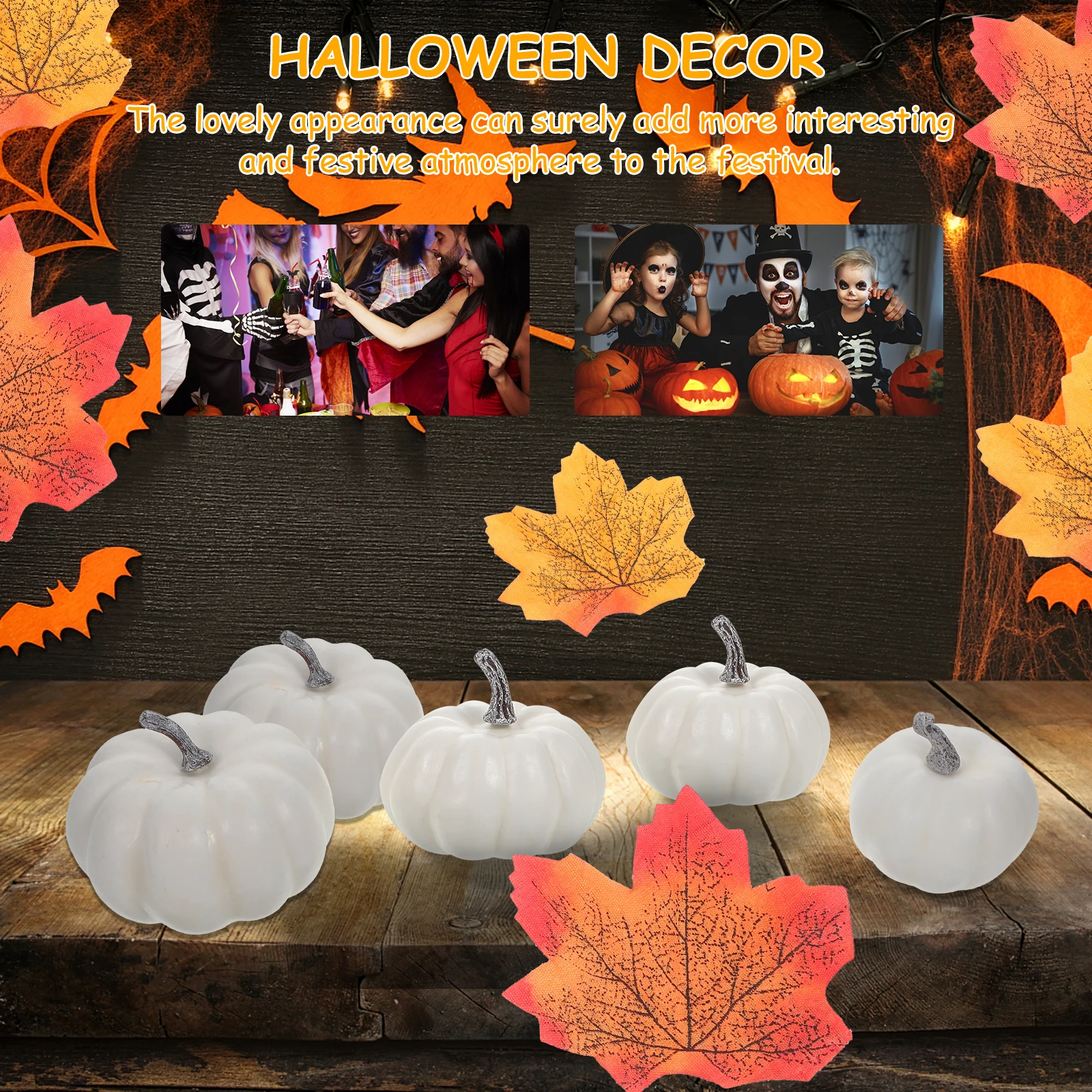 

Pumpkin Decoration Kit Maple Leaf Fake Artificial Pumpkins for Decorating Small Lifelike Fall Decorations Simulation Mini