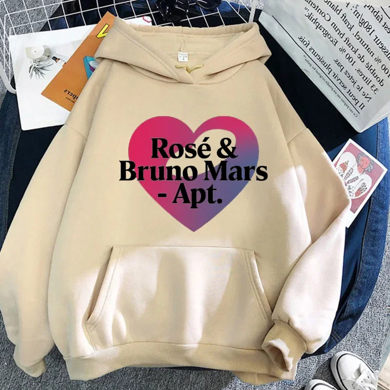 

APT 2024 New Song Graphic Hoodies ROSÉ Bruno Mars Sweatshirts Sudaderas Hombre Winter Hooded Pullovers Unisex Tops Long Sleeve