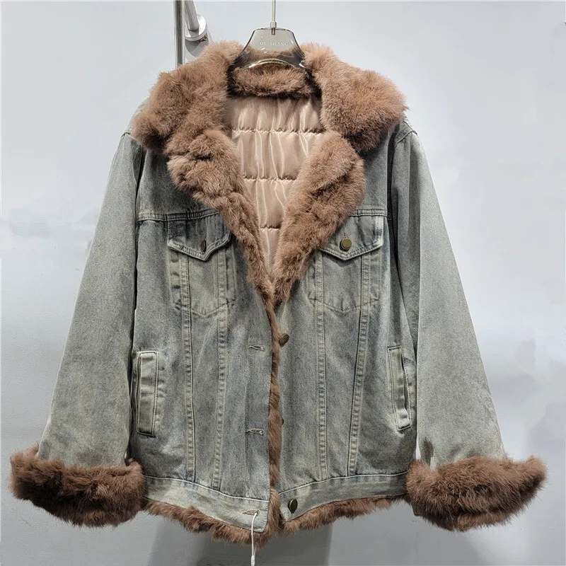 ANJY 2025 Winter New Women's Fashion Color-Block Patchwork Thickened Warm Fleece-Lined Padded Coat Versatile Loose Jacket A15832