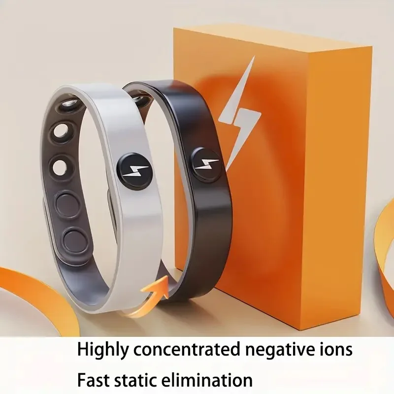 Braccialetto sportivo antistatico con anello intelligente anionico Rimozione elettrostatica wireless in silicone per il corpo umano con comodo cinturino da polso