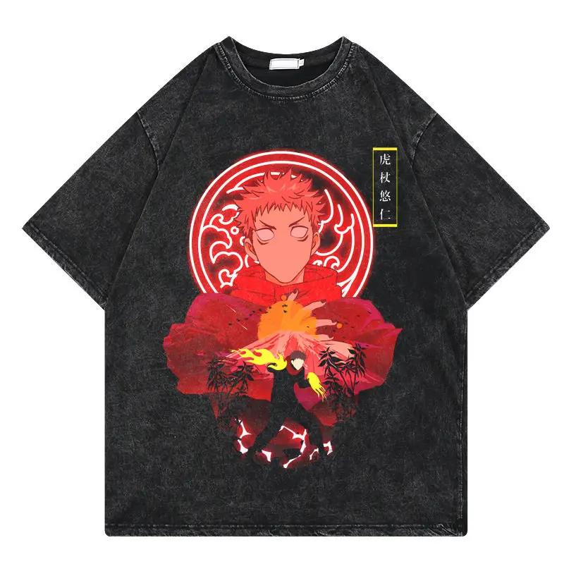 

Jujutsu Kaisen Yuji Itadori 2026 Summer Men Women Cotton T Shirt Vintage Washed Oversized Streetwear Anime Print Casual