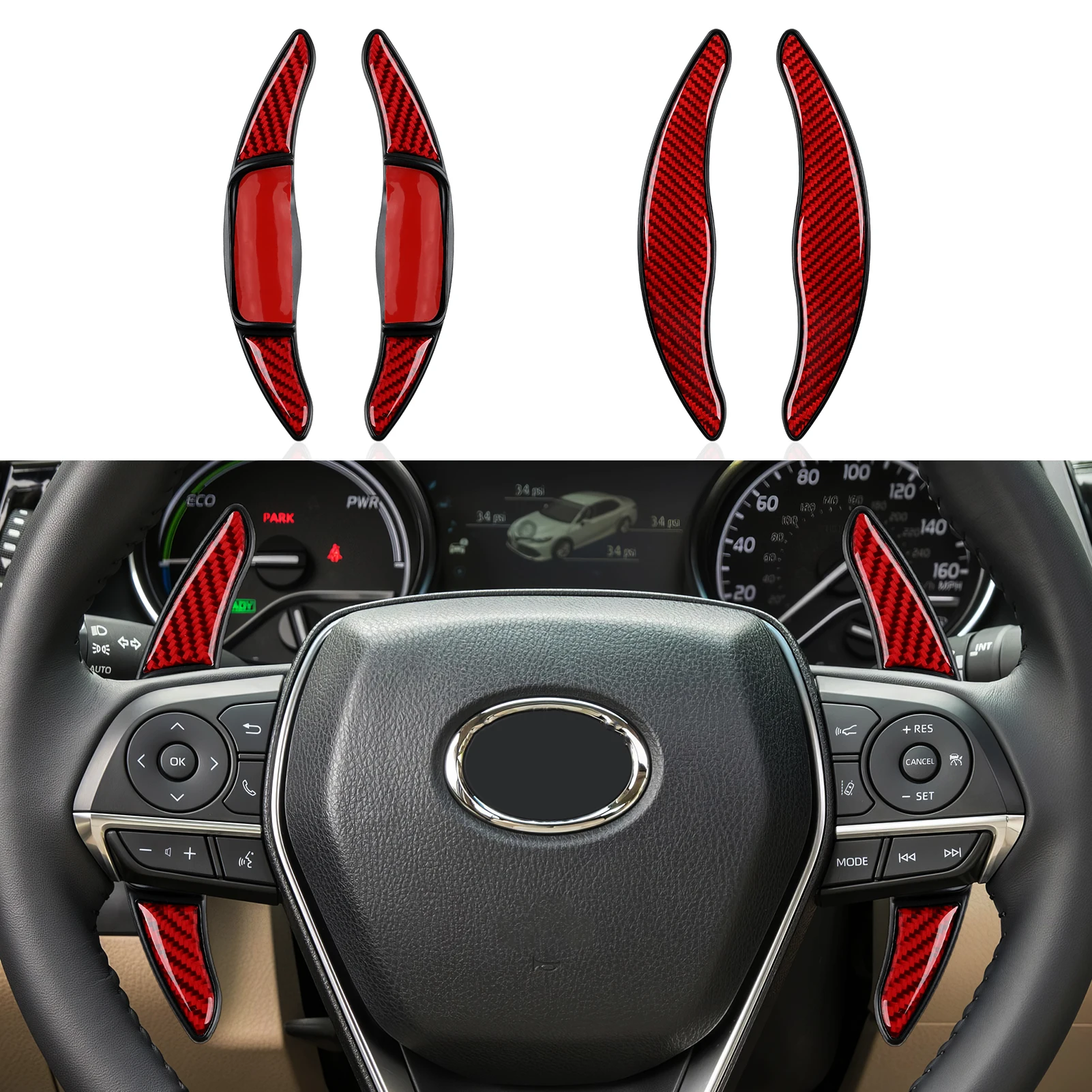 

Накладка на руль автомобиля из углеродного волокна для Toyota Camry 2018-Up/Avalon 2019-2022/RAV4 2019-Up/Corolla 2019-Up
