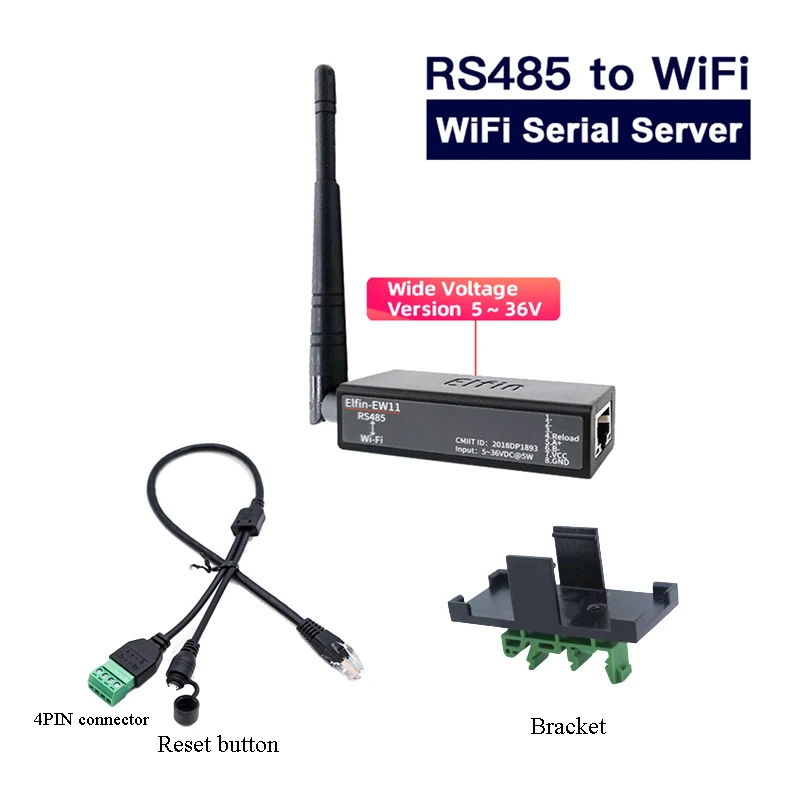 Puerto serie RS485 a servidor de dispositivo serie WiFi Elfin-EW11 compatible con TCP/IP Telnet Modbus protocolo TCP convertidor de transferencia de datos IOT