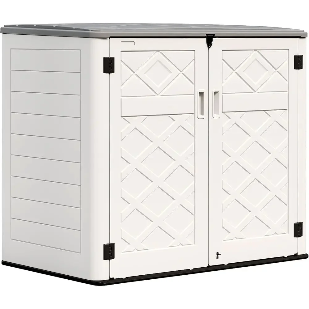 

Всепогодный уличный шкаф для хранения для двора и патио, идеально подходит для газонокосилок и крупногабаритных предметов (48 куб. футов)