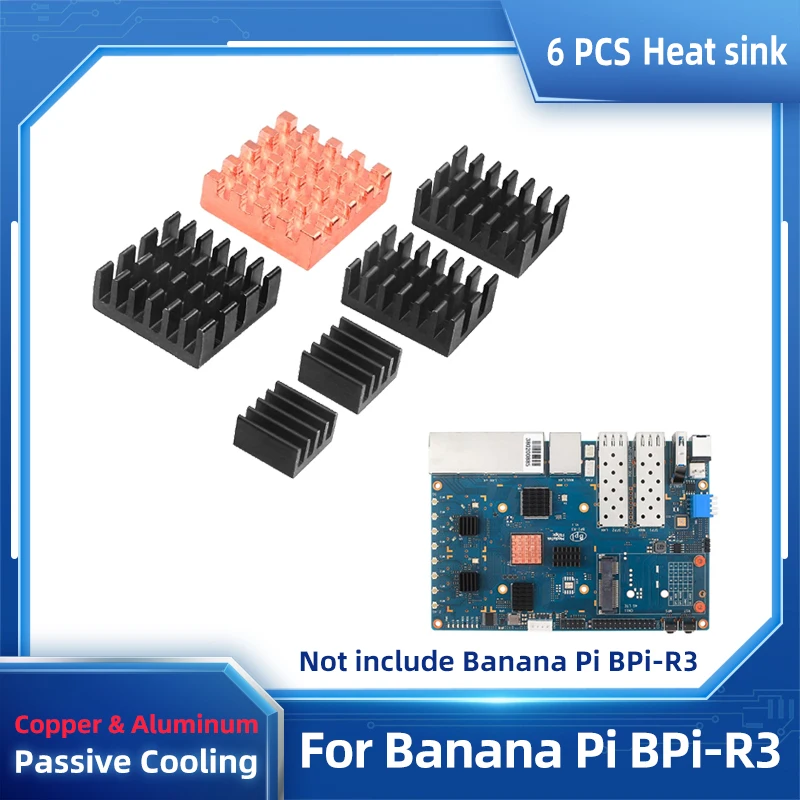 Banana Pi BPi-R3 Heat Sink CPU RAM Copper Aluminum Heatsinks Passive Cooling Radiator Compatible for BPi-R3