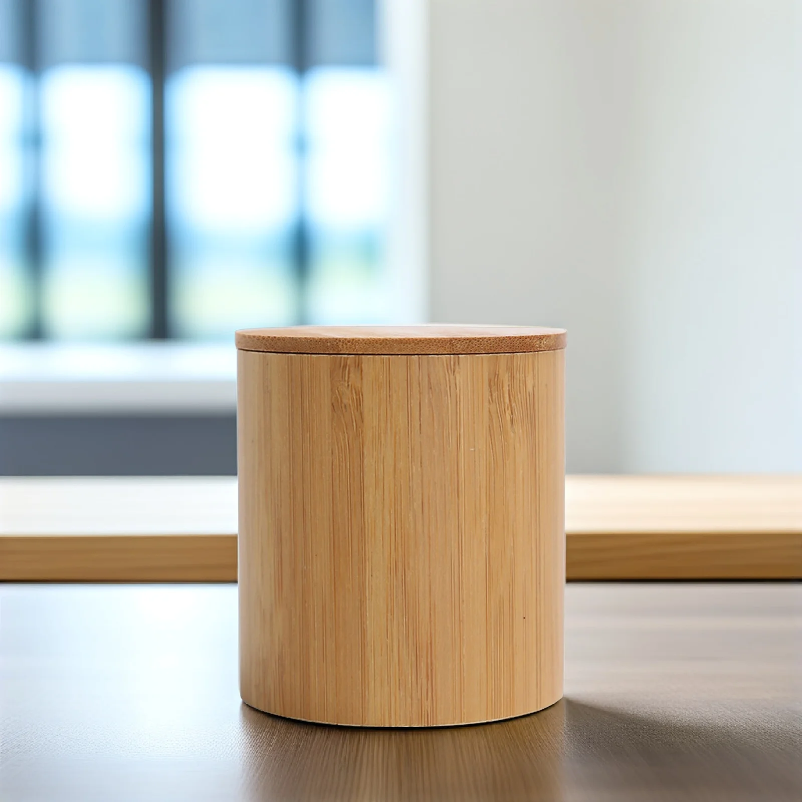 

Bamboo Sealed for Wooden Storage Tank Tea Coffee Beans Airtight Wooden Storage Jar Dry Food Container Portable Holder