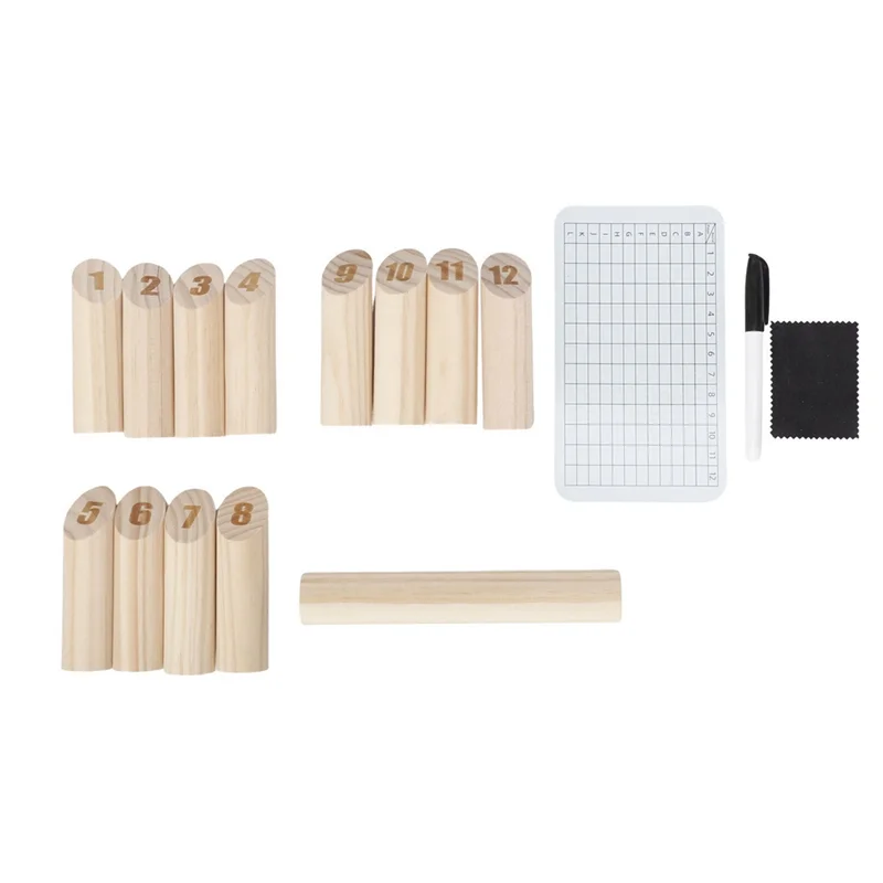 

YSUN-Wooden Tossing Game Hardwood Throwing Bowling Game Numbered Block Toss Games Set