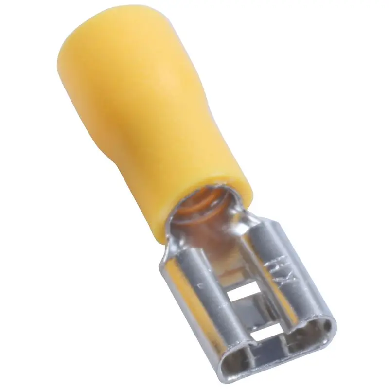 100Pcs 24A Insulated 12-10AWG Female Spade Terminal Crimp Wire Connectors Yellow-A27I