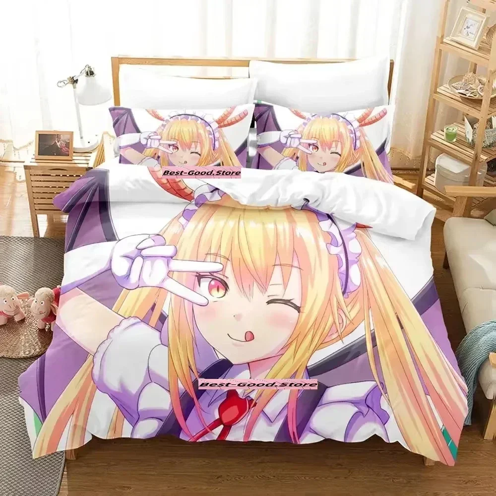 New Miss Kobayashi's Dragon Maid Bedding Set Anime three-piece set Adult Kid Bedroom Duvetcover Sets Fashion conjunto de cama