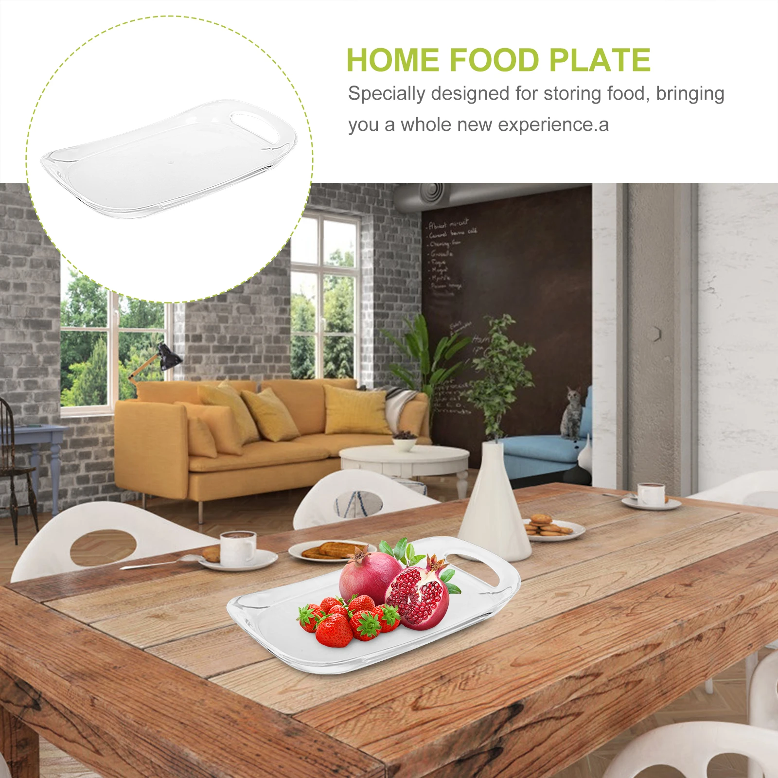 

Acrylic Tray Transparent Serving Plate Home Food Dessert Salad Cake Coffee Storage Tray Fruit Party Hotel Restaurant