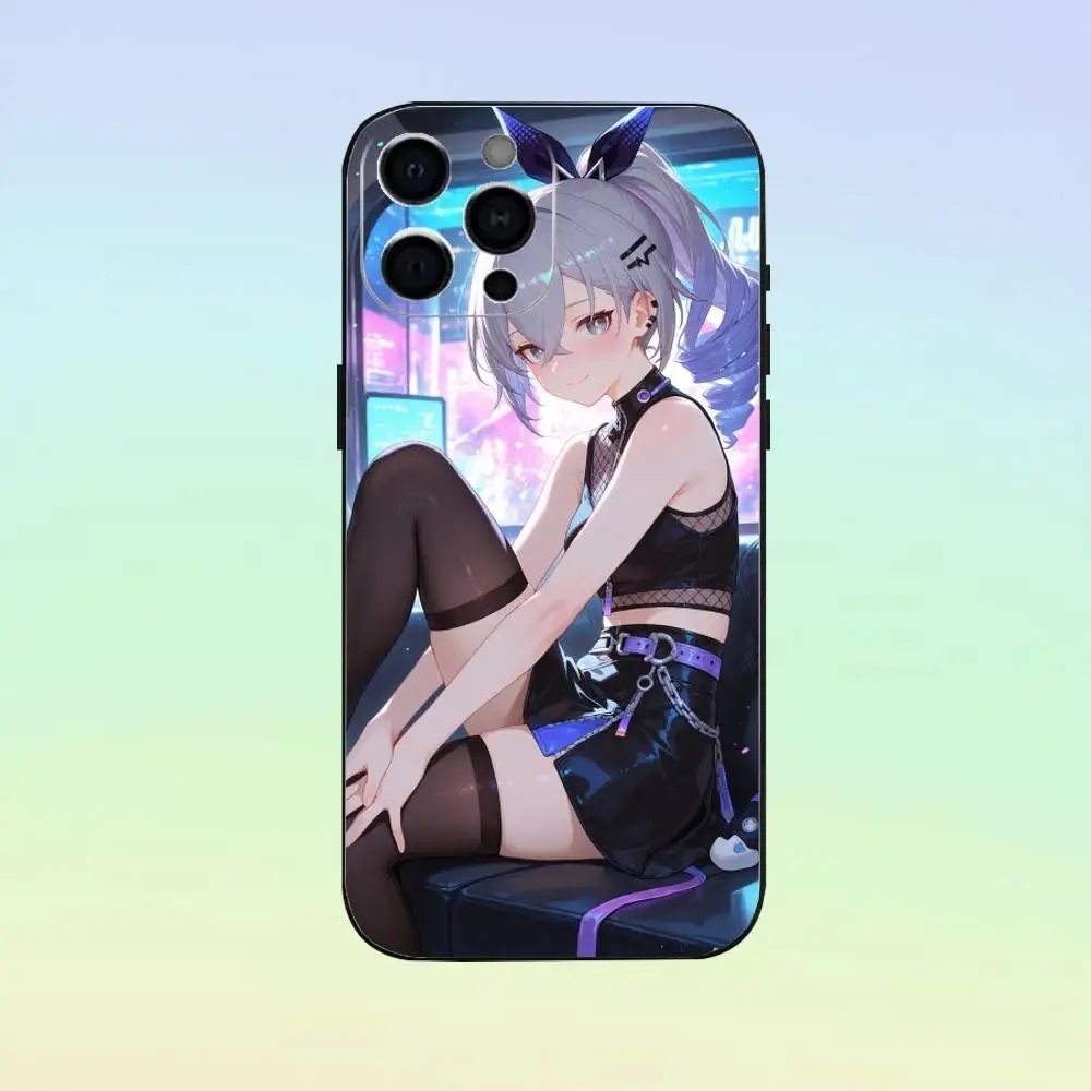 Honkai الفضة لعبة الذئب جراب هاتف سيليكون لينة آيفون 17 16 15 14 13 12 11 أسود لينة غطاء من السيليكون