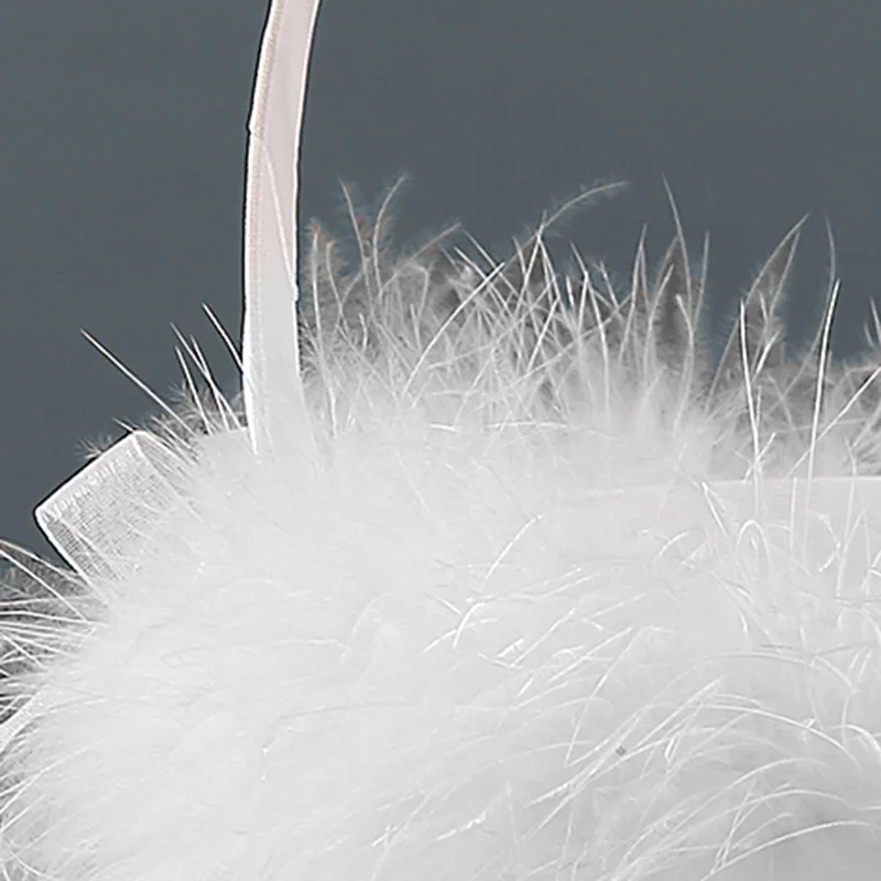 Cesta de flores de encaje de plumón occidental, cesta de flores blanca para boda al aire libre, suministros de boda de mano