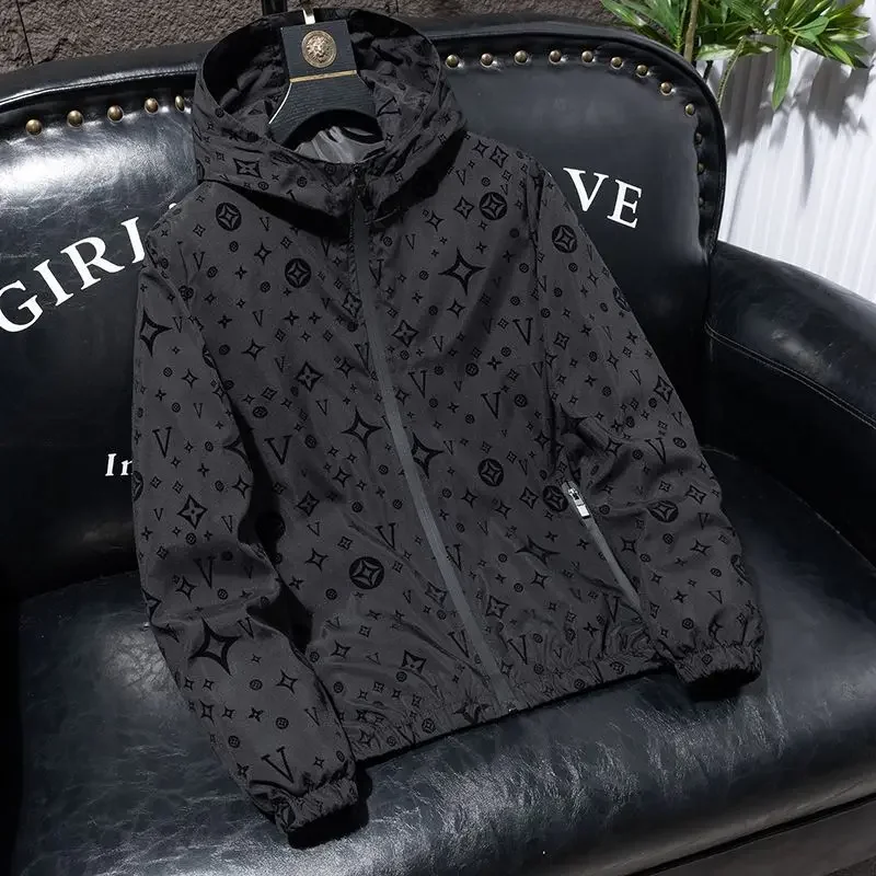 

Весенне-осенняя новая куртка с капюшоном, мужская тонкая куртка с буквами, 2025 г., модный повседневный универсальный молодежный топ