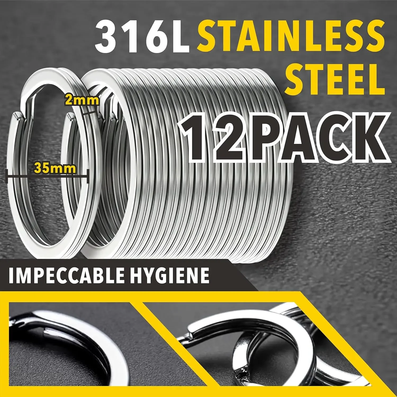 10-30pcs Stainless Steel Key Rings Polished Silver Round Flat Wire Split Key Ring for Jewellery Making Car Keyring DIY 25-35mm image 3