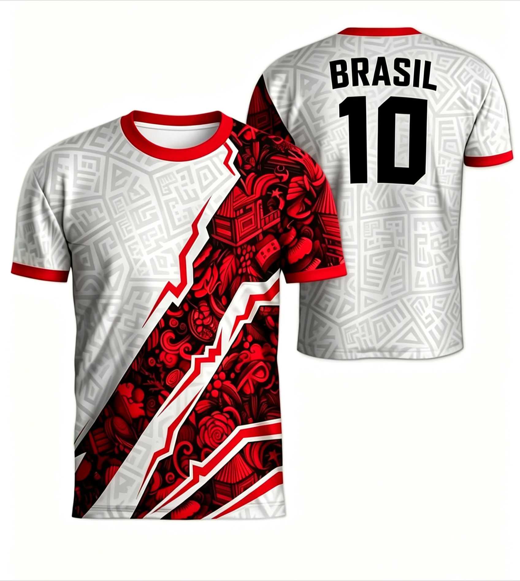 Men Polyester Digital Print Jersey Short Sleeve Breathable Sports Crew Neck Football Training T-shirt