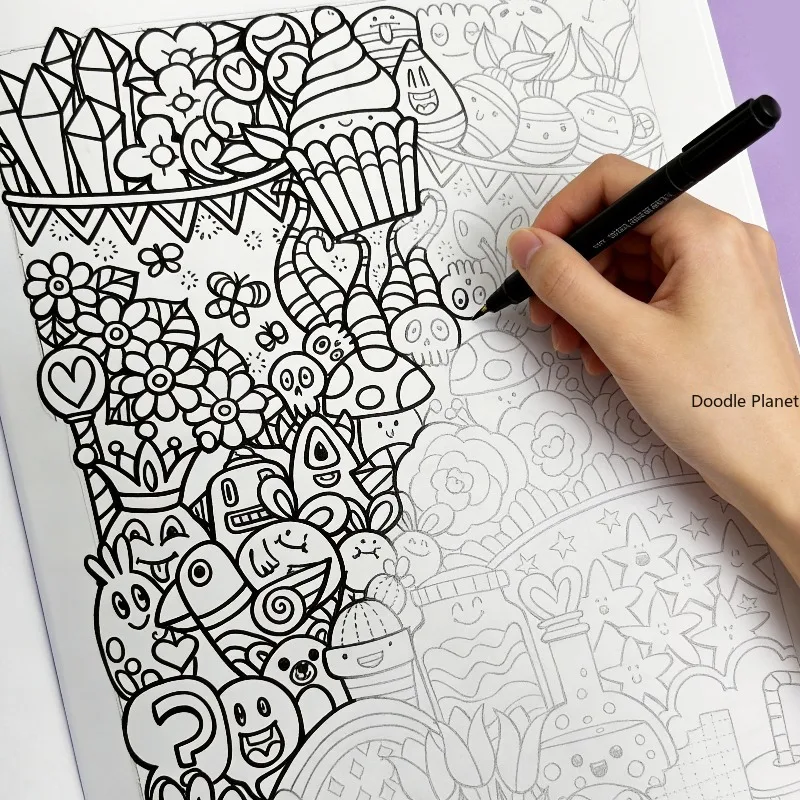 An Adult Decompression Line Drawing, Graffiti Art Book with Monster/funny/character Themes, Creative Coloring Album, 28 Patterns