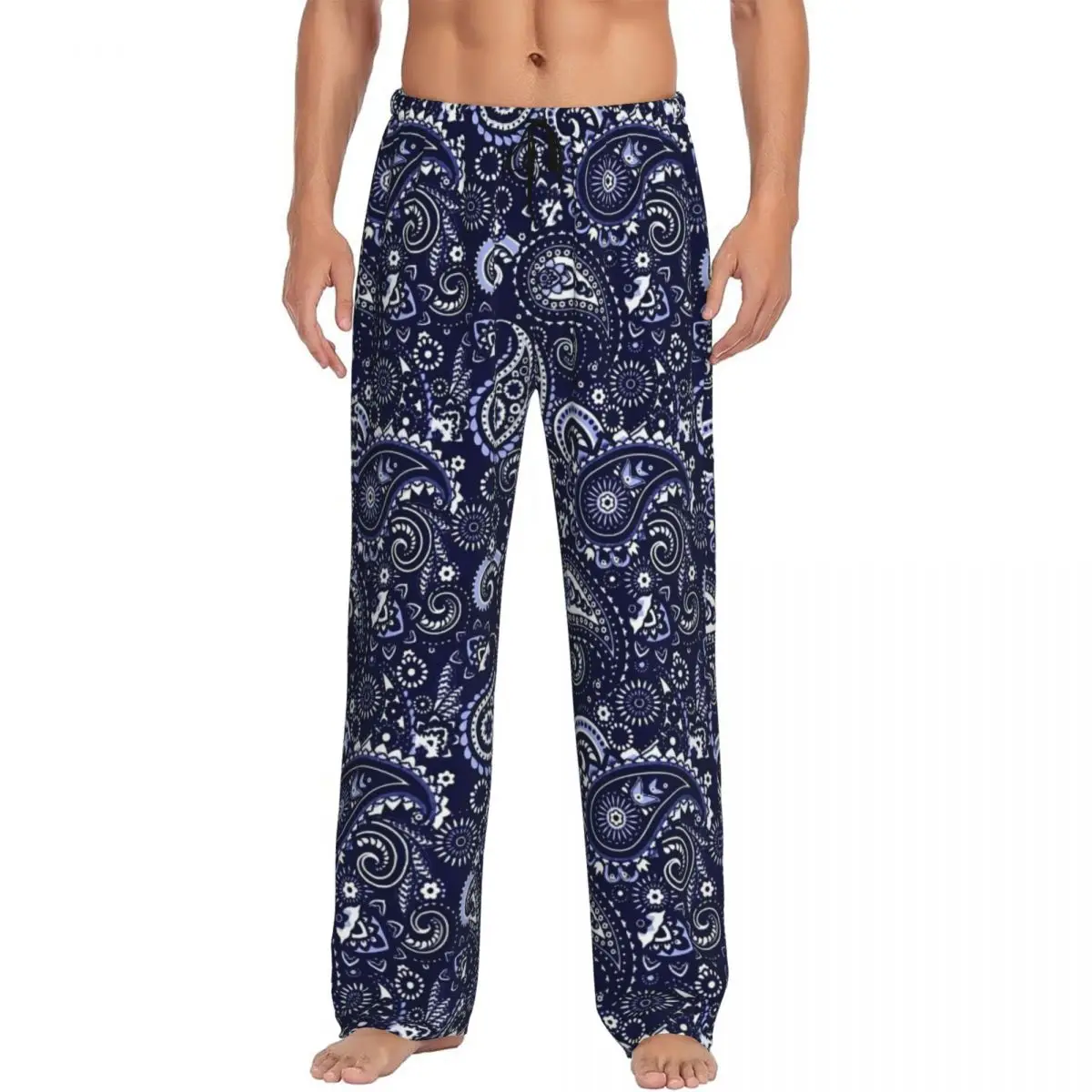 

Custom Printed Men Paisley Pajama Pants Floral Pattern Sleepwear Sleep Lounge Bottoms with Pockets
