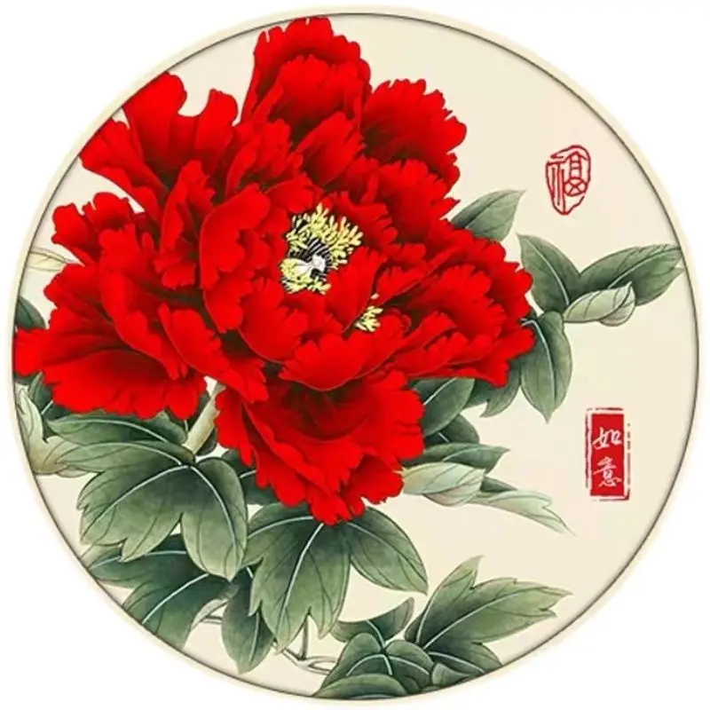 Handmade cross stitch finished product with blooming flowers, rich and noble peonies, Ruyi living room, foyer, new Chinese