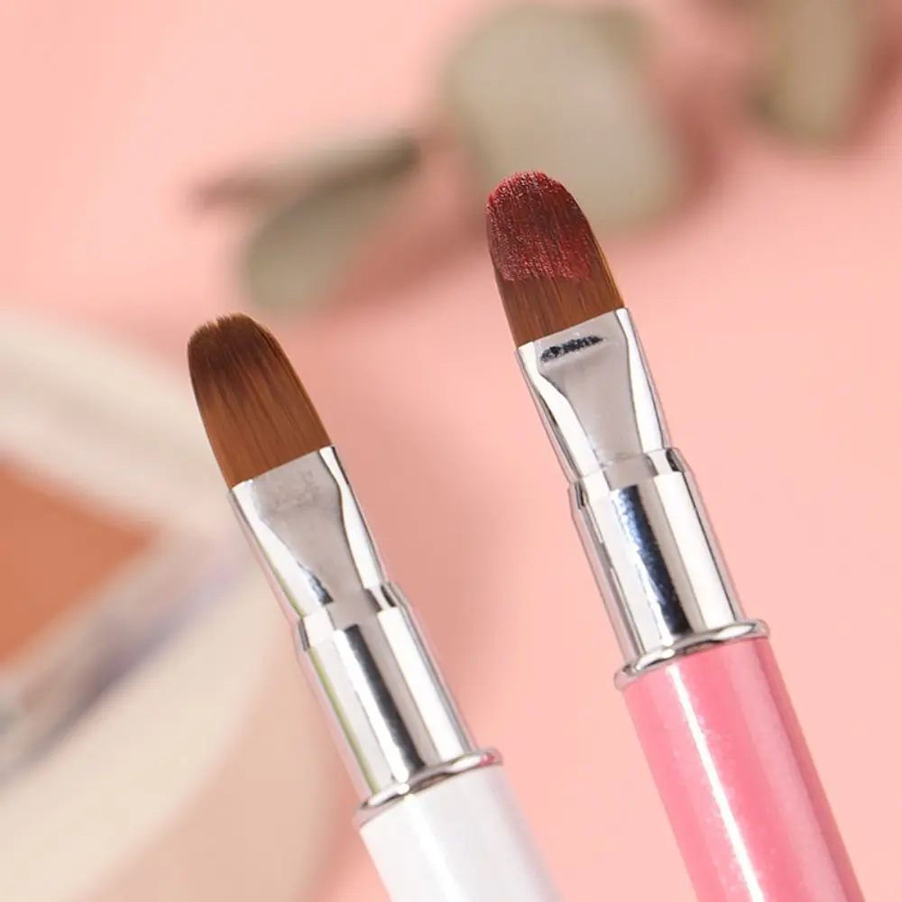 Herramientas de maquillaje, cepillo de labios retráctil de doble cabeza, cepillo de lápiz labial individual creativo, mango de Metal portátil, delineador de labios para principiantes