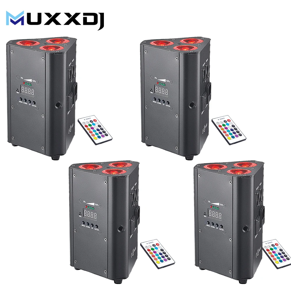 MUXXDJ RGBAW UV 6in1 Battery Par Light 3*18W Triangle Wash Wall Light DMX512 Wireless Effect Light For Concert Disco Party