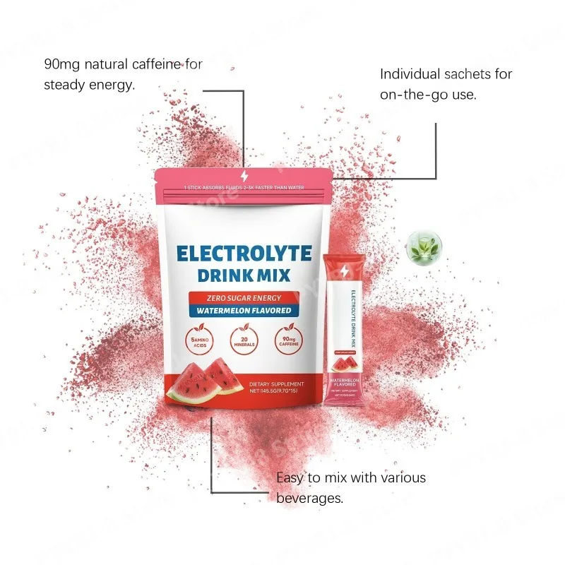 

Электролитный порошок со вкусом арбуза, содержащий 5 аминокислот, минералы и 90 мг кофеина, для восполнения энергии, 20 упаковок