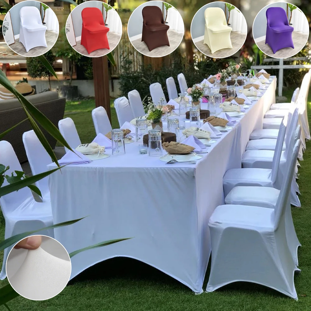 

1PC Spandex Folding Chair Covers Elastic Washable Fabric for Hotel Home Party Wedding Decorations Solid Color Cubre Sillas 의자 커버
