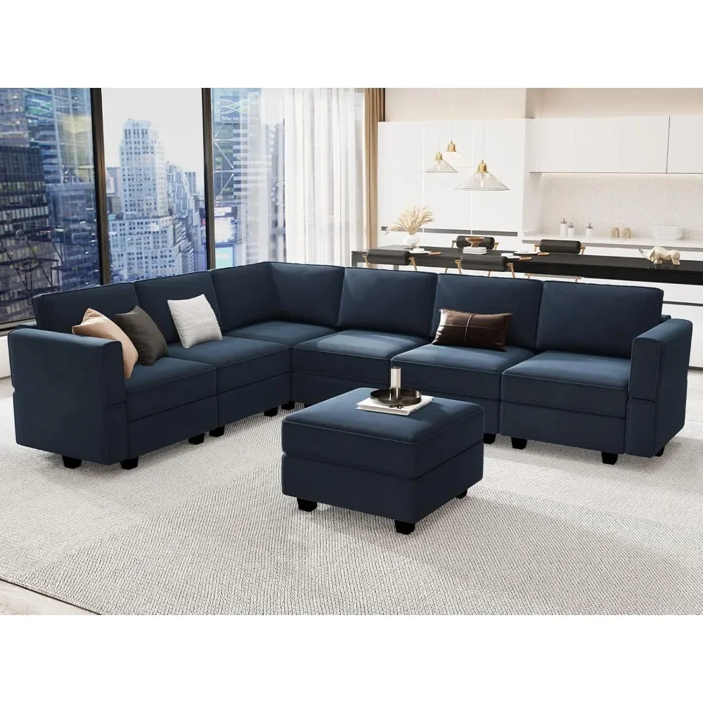 

Modular Sectional Sofa Couch with Ottoman L Shape Corner Couch Sofas with Storage Modular Sofas with Chaise Velvet Blue, Sofa