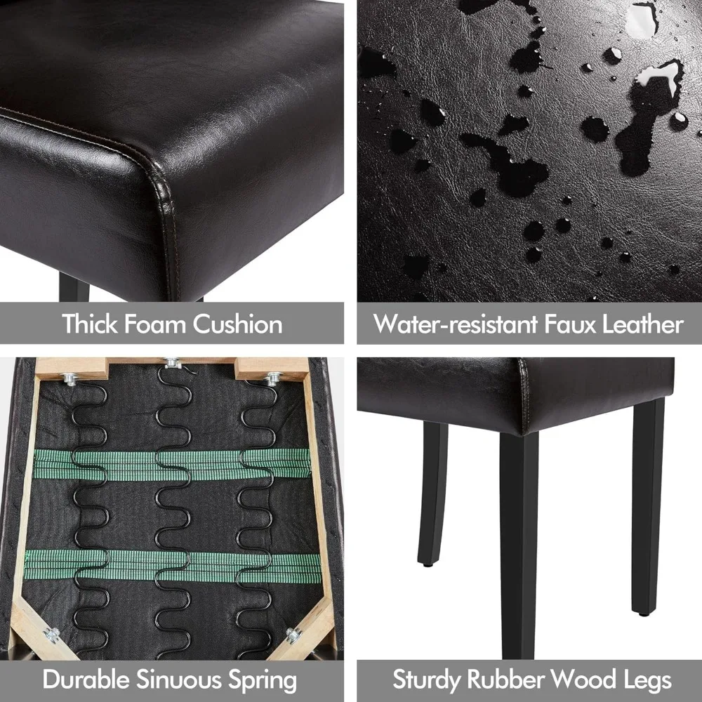 مجموعة من 6 كراسي طعام حديثة من الجلد الصناعي من Yaheetech مع أرجل من الخشب الصلب وحشوة معنقدة بأزرار #4