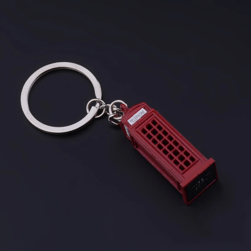 Vintage โทรศัพท์บูธอังกฤษ Miniature London Car Key พวงกุญแจ Diecast พวงกุญแจของขวัญผู้หญิงหญิง SQ