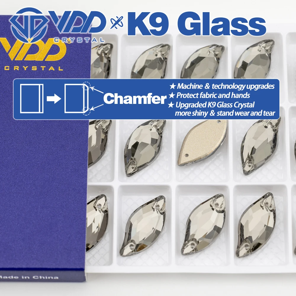 VDD S103 Black Diamond Leaf AAAAA Top-Qualität K9 Glas aufnähbare Strasssteine, Kristall-Flachsteine zum Aufnähen für Kleidungsdekorationen – Detail 2