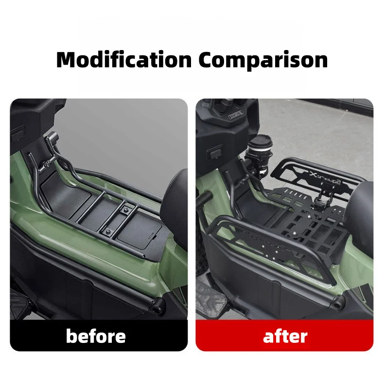 For Sundiro Honda Square X125 modification: folding center shelf, multi-functional storage rack accessories.