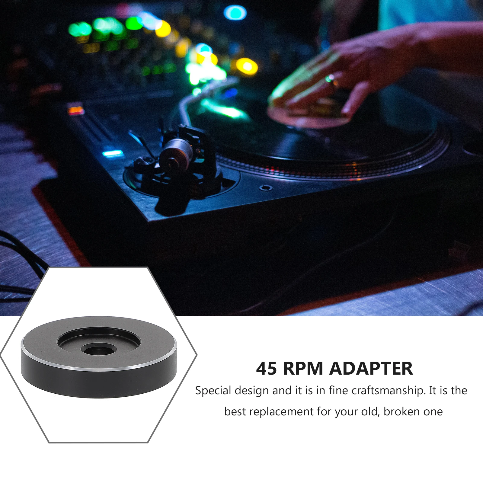 

Aluminum 7 Inch Single Adaptor for Vinyl Record Player Precision Metal Converter 45 Turntable Accessory Smooth Playback