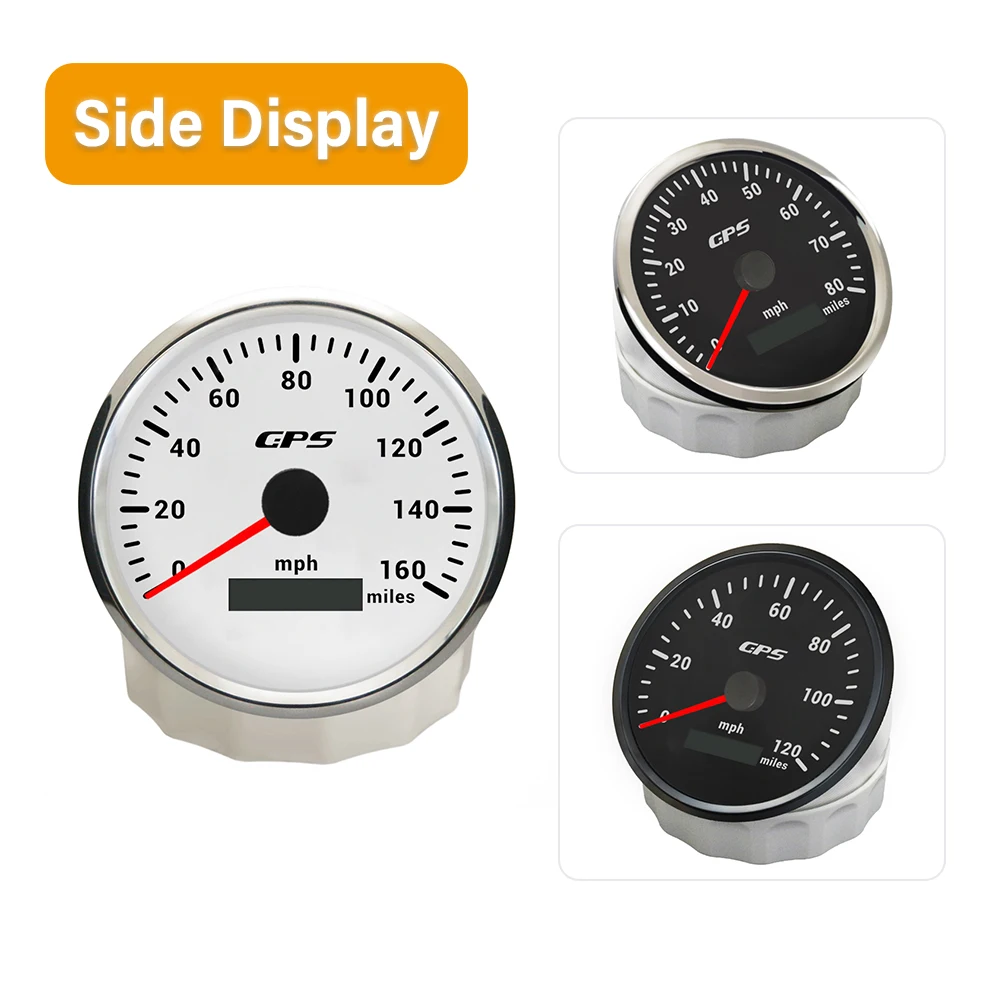 

Popular 110MM GPS Speedometer Odometer 0-80MPH 0-120MPH 0-160mph with 7 Color Backlights for Truck Boat 12V 24V